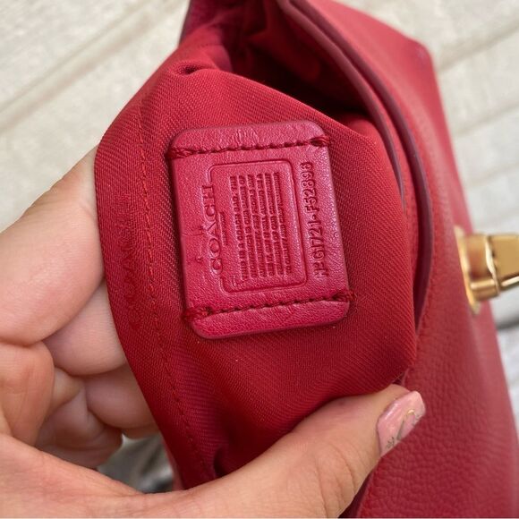 COACH Red Leather Flap Turnlock Crossbody Handbag 52896 - Picture 10 of 10